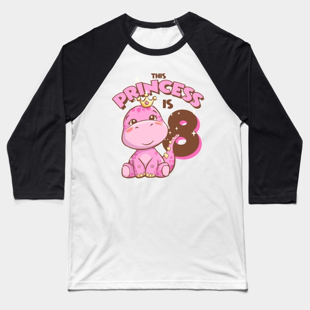 This Princess is 8 Girls 8th Birthday Pink Dinosaur Party Baseball T-Shirt by Irene Koh Studio